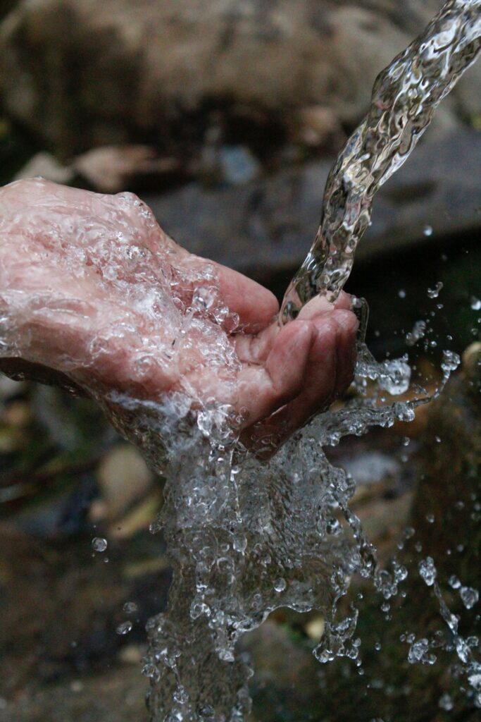 Clear spring water